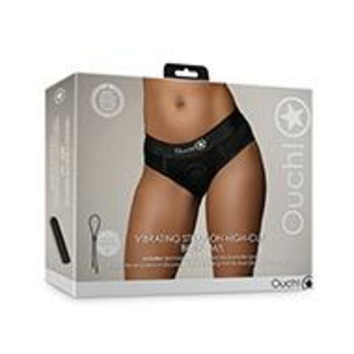 Shots Ouch Vibrating Strap On High-cut Brief - Black M/l - SexToy.com