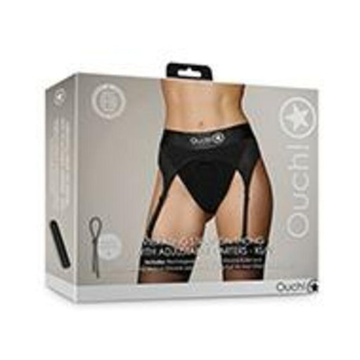 Shots Ouch Vibrating Strap On Thong W/adjustable Garters - Black Xs/s - SexToy.com