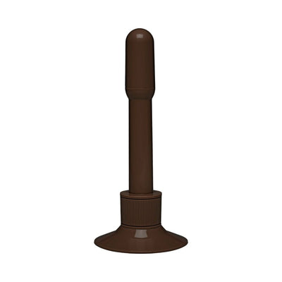 12-inch dark brown realistic dildo with smooth texture and suction cup base for hands-free use.
