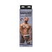 Packaging of Safaree's Signature Cock Vibrating 12-inch Anaconda dildo with image of shirtless man and product details.