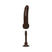 Dark brown realistic 12-inch dildo with suction cup base and removable multi-speed vibrating bullet.