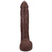 Chocolate-colored realistic 11-inch ULTRASKYN dildo with textured veins and removable suction cup base.