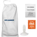 Doc Johnson branded white storage bag, care guide booklet, Vac-U Powder packet, and clear Vac-U-Lock suction cup accessory.