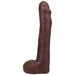Chocolate-colored lifelike 11-inch ULTRASKYN dildo with textured veins and removable suction cup base.