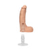 Realistic 8.5-inch flesh-tone dildo with removable white suction cup base shown separately below.