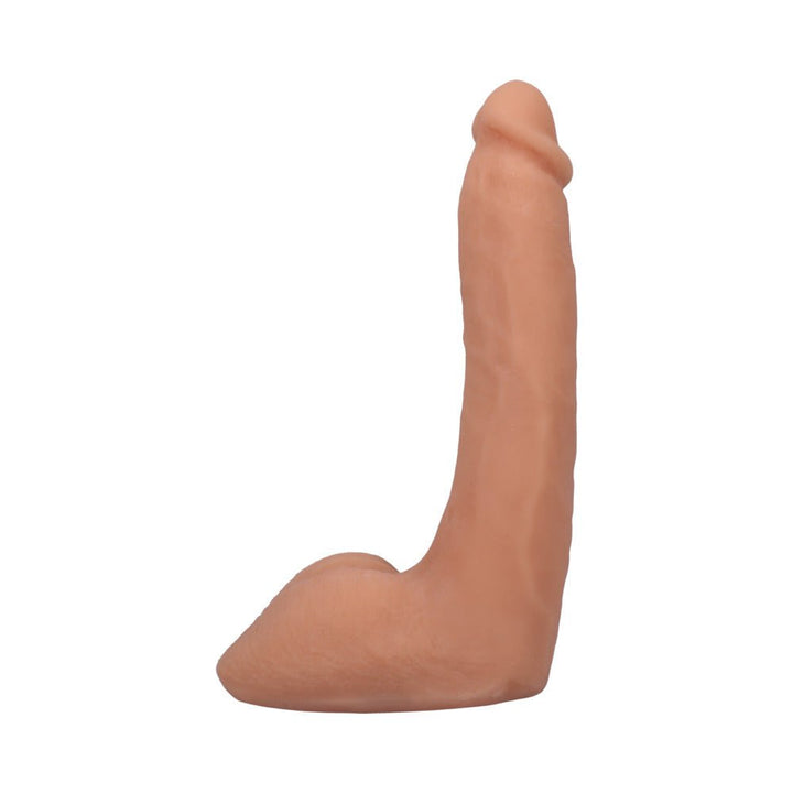 Vanilla-colored lifelike 8-inch ULTRASKYN dildo with realistic texture and removable suction cup base.