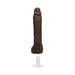 Chocolate-colored realistic 10-inch dildo with detailed texture and removable white suction cup base.