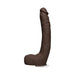 Realistic 10-inch chocolate-colored ULTRASKYN dildo with curved shaft, textured veins, and removable suction cup base.