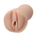 Handheld Adira Allure Ultraskyn pocket stroker in natural skin tone with realistic texture and detailed design.