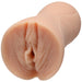 Compact lifelike handheld pocket stroker in natural skin tone with detailed texture and realistic design.