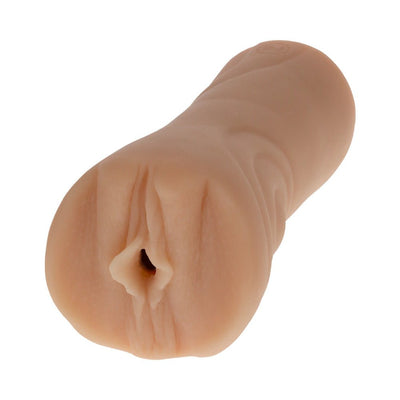 Vanilla-colored Ultraskyn pocket stroker designed for adjustable grip and lifelike texture.