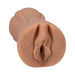 Vanilla-colored lifelike pocket stroker molded from Madison Morgan with detailed texture and handheld design.
