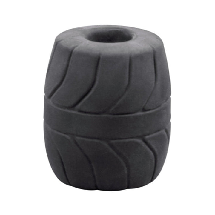 Black textured Silaskin ball stretcher with a soft, flexible design and central hole.