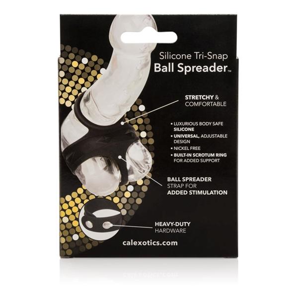 Silicone Tri Snap Scrotum Ball Spreader Black | SexToy.com