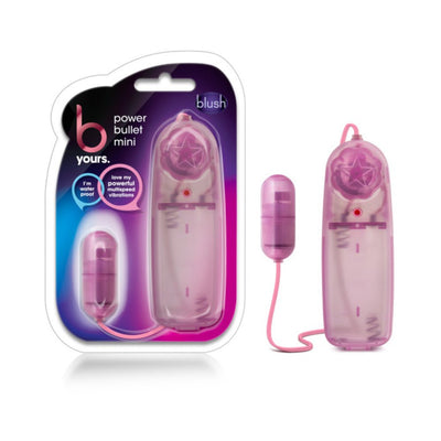 Pink Silver Bullet Mini Vibrator with power control dial and wired remote, shown in packaging and outside view.