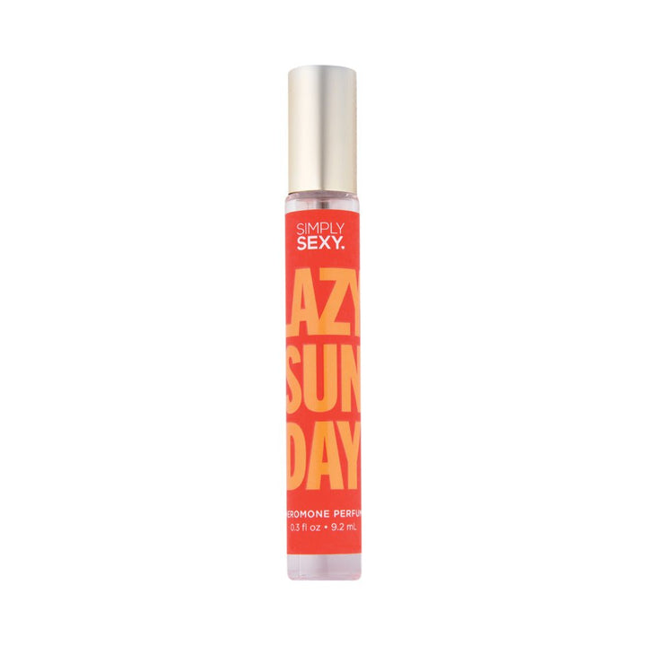 Simply Sexy Pheromone Perfume Lazy Sunday 0.3 fl oz with bright orange label and gold cap in slim spray bottle