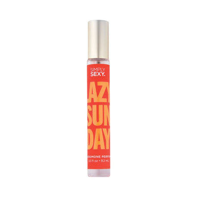 Simply Sexy Pheromone Perfume Lazy Sunday 0.3 fl oz with bright orange label and gold cap in slim spray bottle