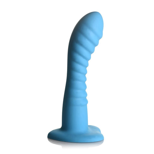 Simply Sweet Ribbed 7 In. Silicone Dildo Blue - SexToy.com