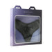 Packaging box of Midnight lace strap-on harness by Sportsheets with visible black lace harness inside.