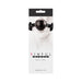Packaging of Sinful Black Ball Gag featuring a black ball gag with embossed vinyl straps on a white background.