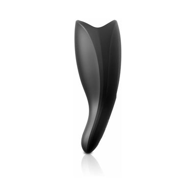 Sleek black silicone cock teaser with ergonomic curved design and smooth surface for enhanced intimate pleasure.