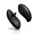 Black silicone rimming stimulator with removable cover, featuring a curved motorized tongue and ergonomic design.