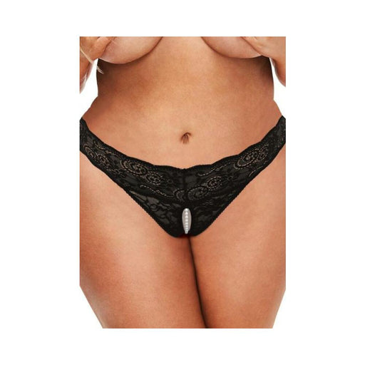Sk Lace And Pearl Crotchless Thong Blk Q - SexToy.com