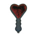 Heart-shaped paddle with black handle and burgundy vegan fur center detail.