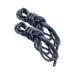 Two neatly coiled black silky ropes designed for Shibari rope bondage play.