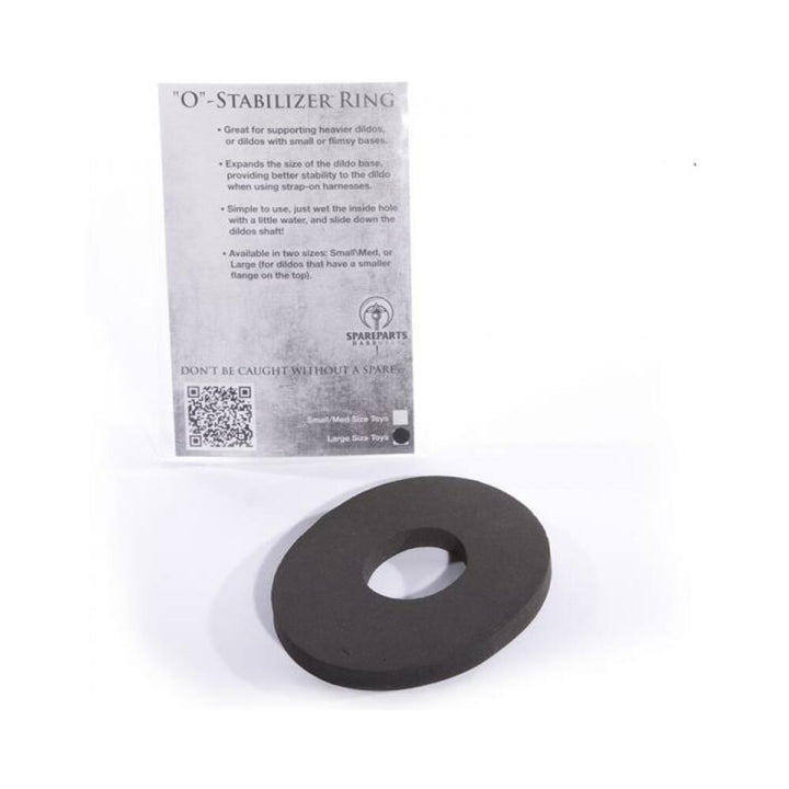 Black large Spareparts base stabilizer ring with instruction card on white background.