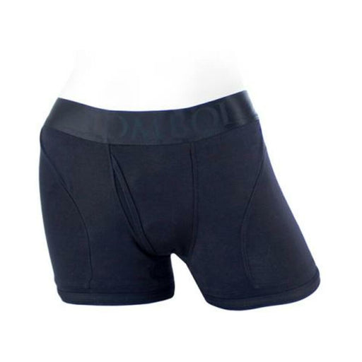 Black Spareparts Tomboii Rayon boxer briefs with a smooth waistband and athletic cut on a white mannequin.