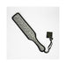 Silver leopard print neoprene paddle with black trim and wrist loop on white background.