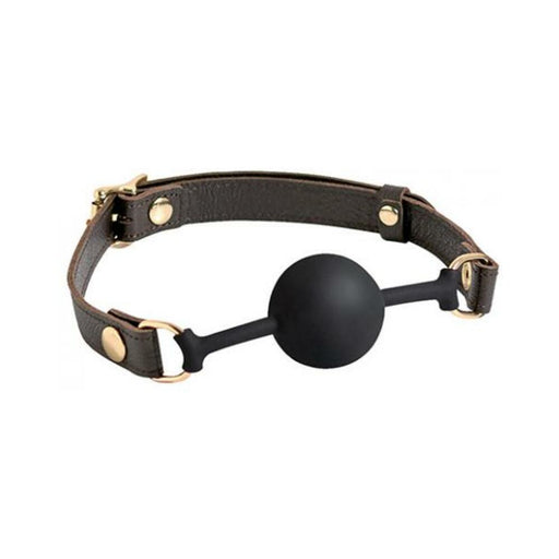 Spartacus Silicone Ball Gag - Brown Leather Strap 43mm Ball - SexToy.com