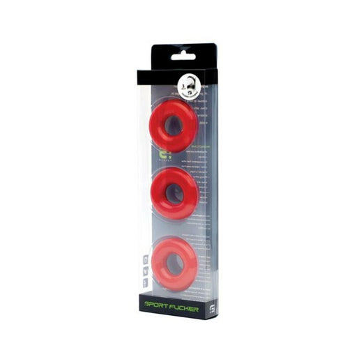 Sport Fucker Chubby Cockring Pack Of 3 - Red - SexToy.com