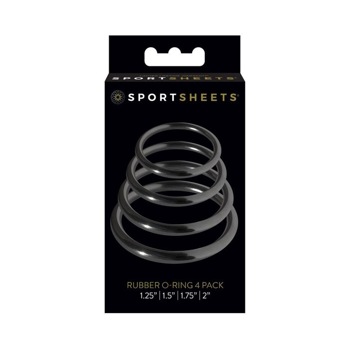 Sportsheets Rubber Rings 4 Pack Black | SexToy.com