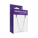 Packaging of Squeeze & Please adjustable nipple clamps connected by a silver chain, shown on a purple and white box.