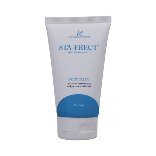 Tube of Sta-Erect delay cream with pheromone for enhanced performance and partner satisfaction, 2 oz size.