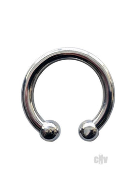 Polished stainless steel horseshoe ring with rounded ends, 30mm diameter, designed for intimate wear.