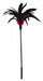 Black and violet feather tickler with a long handle, measuring 24 inches in length.