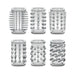 Set of six clear textured cock sleeves with varied raised patterns for enhanced stimulation and comfort.