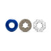 Set of three stretchy cock rings in blue, smoky gray, and clear with varied textures for enhanced comfort and performance.