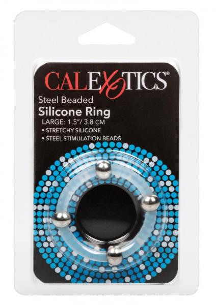Steel Beaded Silicone Ring Large Clear | SexToy.com