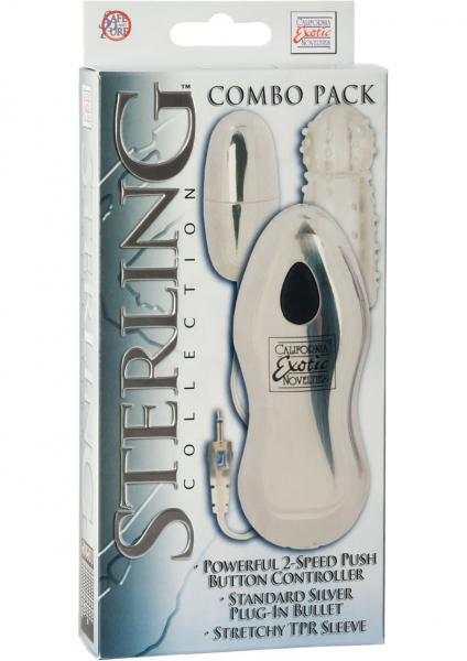 Sterling Collection Combo Pack 3 Standard Silver Plug In Bullet with Sleeve 2 Speed Push Button Cont | SexToy.com