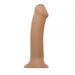 XL dual density bendable silicone dildo with suction cup base in a natural skin tone color.