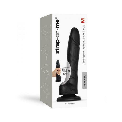 Strap-on-me Sliding Skin Realistic Dual-density Dildo Black M | SexToy.com