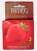 Pack of three Trustex strawberry flavored latex condoms with lubricated reservoir tip in red packaging.