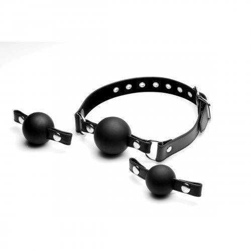 Strict Interchangeable Silicone Ball Gag Set Black | SexToy.com
