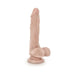 Realistic flesh-toned dildo with textured shaft and suction cup base for hands-free use.