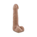 Realistic brown dual-density dildo with poseable spine and plush balls from the Au Naturel Suave Latin collection.