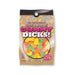 Bag of colorful sweet and sour gummy candies with playful packaging and bold text on a kraft paper background.